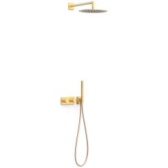 Tres B-System set doccia da incasso con termostato con soffione oro 30735204OM