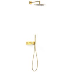 Tres B-System set doccia da incasso con termostato con soffione oro 30735204OR
