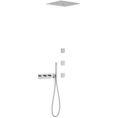 Tres B-System set doccia da incasso con termostato con soffione cromo 30725406