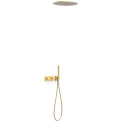Tres B-System set doccia da incasso con termostato con soffione oro 30735206OM