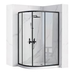 Rea Look box doccia 80x80 cm semicircolare nero semiopaca/vetro trasparente REA-K7902