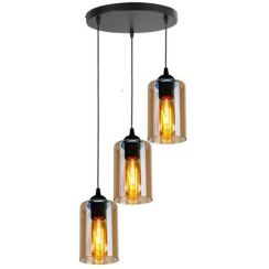 Candellux Bistro lampada sospesa 3x40 W nero-ambra 33-00576