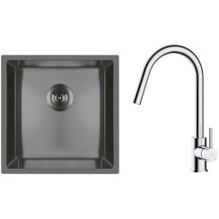 Set lavello in acciaio Oltens Stalvask 71100300, rubinetto da cucina Oltens Litla 35204100