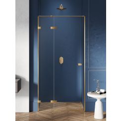 New Trendy Avexa Gold Brushed porta doccia 140 cm a battente oro spazzolata/vetro trasparente EXK-1726