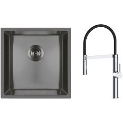 Set lavello in acciaio Oltens Stalvask 71100300, rubinetto da cucina Oltens Borga 35207100