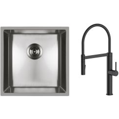Set rubinetto da cucina Oltens Borga 35207300, lavello in acciaio Oltens Stalvask 71100100