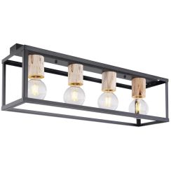 Candellux Retro lampada da soffitto 4x40 W nero-legno 34-00798