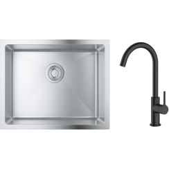 Set lavello in acciaio Grohe K700 31574SD1, rubinetto da cucina Oltens Skafta 35206300