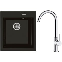 Set lavello in granito Oltens Gravan 72001300, rubinetto da cucina Oltens Skafta 35206100