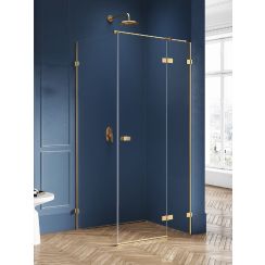 New Trendy Avexa Gold Brushed box doccia 90x80 cm rettangolare oro spazzolata/vetro trasparente EXK-1733