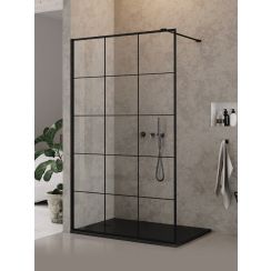 New Trendy New Modus Black parete doccia walk-in 130 cm nero opaca/vetro con motivo EXK-5551