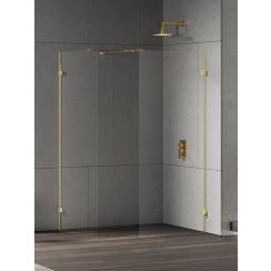 New Trendy Eventa Gold Shine box doccia walk-in 140x80 cm rettangolare oro lucida/vetro trasparente EXK-4872