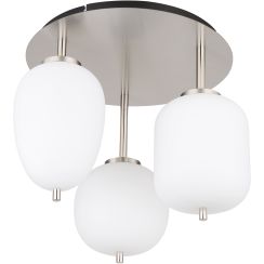 Globo Lighting Blacky I lampada da soffitto 3x40 W vetro opalino-nichel 15345-3DNO