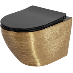 Rea Carlo Mini vaso wc sospeso senza brida nero-oro lucida REA-C3300