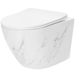 Rea Carlos vaso wc sospeso senza brida bianco lucida imitazione pietra REA-C6606