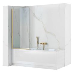 Rea Elegant Gold parete vasca 80 cm 1 anta oro spazzolata/vetro trasparente REA-W6601