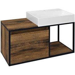 Sapho Skara armadietto 100x46.5x49.5 cm sottolavabo sospeso nero-rovere-legno CG004-1919