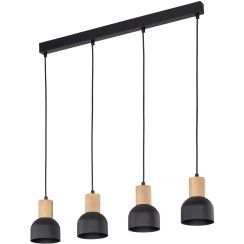 TK Lighting Cairo lampada sospesa 3x15 W nero-legno 4896
