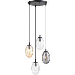 Emibig Astral lampada sospesa 4x10 W nero-trasparente-fumé 1268/4PREM