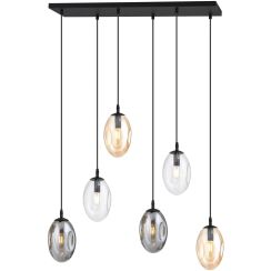 Emibig Astral lampada sospesa 6x10 W nero-trasparente-fumé 1268/6M1
