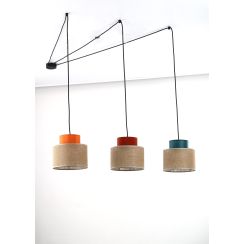 TK Lighting Duo lampada sospesa 3x15 W nero-blu-rosso-arancione 3140