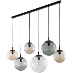 TK Lighting Esme lampada sospesa 6x15 W nero-trasparente-opale-grafite 4797