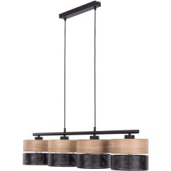 TK Lighting Nicol lampada sospesa 4x15 W nero-legno 4802