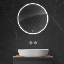 Oltens Nordlis specchio 60x60 cm rotonda con illuminazione con tappetino riscaldante 64100000
