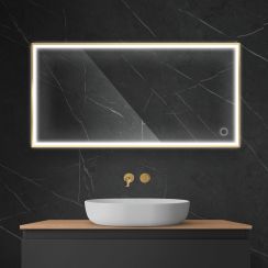 Oltens Nordlis specchio 60x120 cm rettangolare con illuminazione con tappetino riscaldante oro 64107800