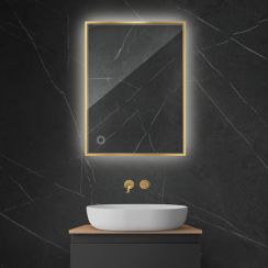 Oltens Nordlis specchio 60x80 cm rettangolare con illuminazione con tappetino riscaldante oro 64115800