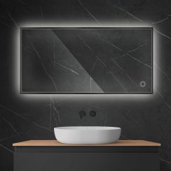 Oltens Nordlis specchio 60x120 cm rettangolare con illuminazione si nero 64112300