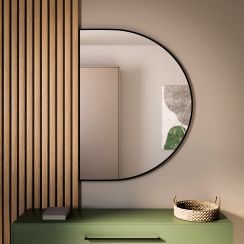 Baltica Design Tiny Border Semi Round specchio 140x70 cm nero 5904107923727