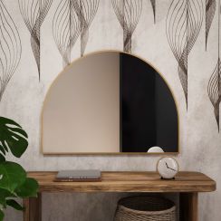 Baltica Design Tiny Border Semi Round specchio 130x65 cm oro 5904107924175