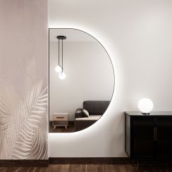 Baltica Design Tiny Border Semi Round specchio 90x45 cm con illuminazione nero 5904107925332