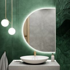 Baltica Design Tiny Border Semi Round specchio 100x70 cm con illuminazione bianco 5904107926919