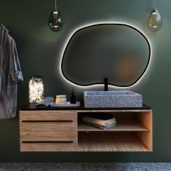 Baltica Design Bright Stain II specchio 90x64 cm con illuminazione nero 5904107919539