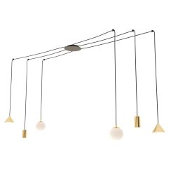 Emibig Fuji lampada sospesa 6x W nero-oro 13506