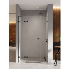 New Trendy Eventa Black Chrome porta doccia 130 cm a battente nero lucida/vetro trasparente EXK-6139