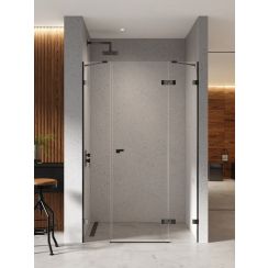 New Trendy Eventa Black Chrome porta doccia 130 cm a battente nero lucida/vetro trasparente EXK-6140