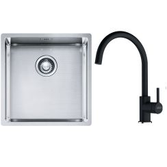 Set lavello in acciaio Franke Box 127.0453.654, rubinetto da cucina Franke Lina 115.0626.020