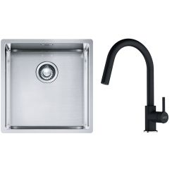 Set lavello in acciaio Franke Box 127.0453.654, rubinetto da cucina Franke Lina 115.0626.055