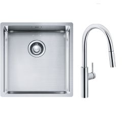 Set rubinetto da cucina Franke Pescara L Slide-In 115.0538.940, lavello in acciaio Franke Box 127.0453.654