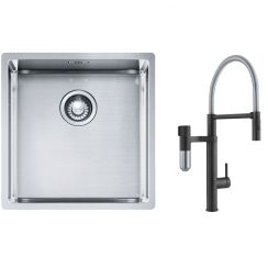 Set rubinetto da cucina Franke Vital Semi-Pro 120.0621.313, lavello in acciaio Franke Box 127.0453.654