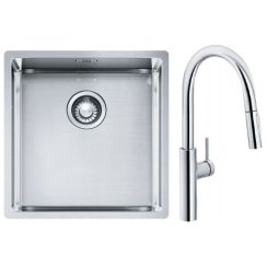 Set rubinetto da cucina Franke Pescara L Slide-In 115.0538.940, lavello in acciaio Franke Box 127.0453.654