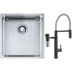 Set rubinetto da cucina Franke Vital Semi-Pro 120.0621.313, lavello in acciaio Franke Box 127.0453.654