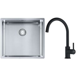Set lavello in acciaio Franke Box 127.0453.655, rubinetto da cucina Franke Lina 115.0626.019