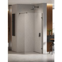 New Trendy Eventa Black Chrome parete doccia walk-in 140 cm nero lucida/vetro trasparente EXK-6302