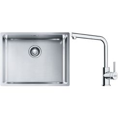 Set lavello in acciaio Franke Box 127.0453.660, rubinetto da cucina Franke Lina 115.0712.420