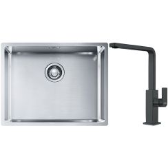 Set lavello in acciaio Franke Box 127.0453.660, rubinetto da cucina Franke Mythos 115.0550.441