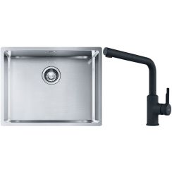 Set lavello in acciaio Franke Box 127.0453.660, rubinetto da cucina Franke Urban 115.0627.523
